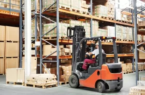 forklift in a warehouse