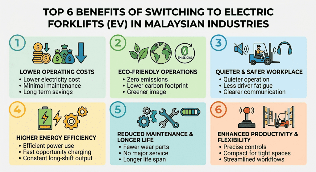 Top 6 Benefits of Switching to Electric Forklifts (EV) in Malaysian Industries
